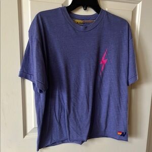 Aviator Nation purple T-Shirt with Pink Lightning Bolt